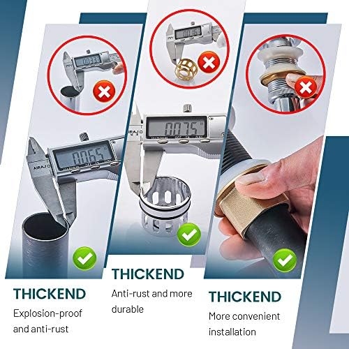 Vessel Sink Drain Assembly, Pop-up Drain With Detachable Basket Stopper, Anti-Explosion And Anti-Clogging Strainer, Overflow, Oil Rubbed Bronze, RWF083K