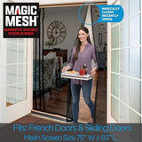 Magic Mesh Double Door | Magnetic Screen Door for Patio, French & Sliding Doors, Heavy Duty Magnetic Closure, Bug Screen for Doorways, Kid & Pet Friendly | Size 75"W x 83"H (Pack of 1)