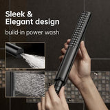 Veken 10" Luxurious All Metal Rain Shower Head with Handheld Spray Combo, High Pressure Rainfall Square Shower Heads with Extension Arm, Wide Dual Showerhead, Bathroom Accessories, Matte Black