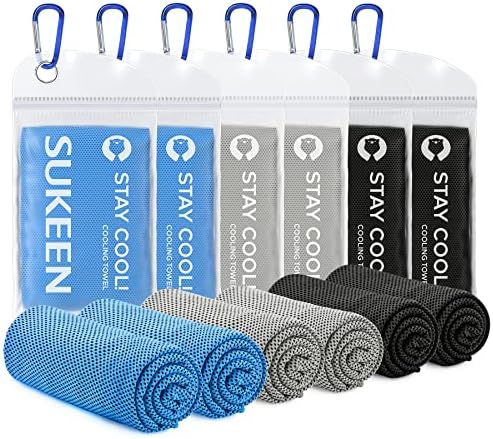 Sukeen Cooling Towels for Neck and Face (40" x 12"), Cooling Towel 6 Pack, Microfiber Best Sports Cooling Cool Towels for Hot Weather, Soft Breathable Cooling Towels for Sweat Athletes Men Women