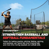 PowerNet Baseball Softball Practice Net 7x7 with Baseball Accessories for Practice Pitching, Batting & Fielding, Ball Caddy, Weighted Baseballs, Tee
