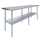 AmGood 24 in. x 84 in. Stainless Steel Work Table | Metal Kitchen Food Prep Table | NSF