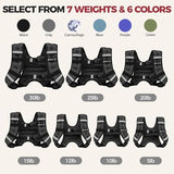 BAGAIL Weighted Vest, 5lbs/10lbs/12lbs/15lbs/20lbs/25lbs/30lbs Weight Vest with Detachable Pouch, Rucking Vest for Women, Men, Walking, Weight Loss, Training, Running