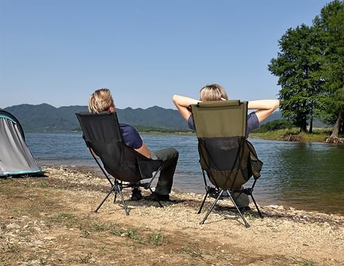 MARCHWAY Lightweight Folding High Back Camping Chair with Head Support, Stable Portable Compact for Outdoor Camp, Travel, Beach, Picnic, Festival, Hiking, Backpacking (Highback Black)