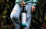 HYDRO CELL Stainless Steel Insulated Water Bottle with Straw - For Cold & Hot Drinks - Metal Vacuum Flask with Screw Cap and Modern Leakproof Sport Thermos for Adults (White 24oz)