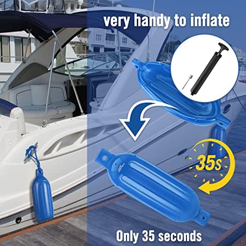 Affordura Boat Fender 4 Pack Boat Bumpers Fenders with 4 Ropes, Boat Bumpers for Pontoon Boat Fenders Inflatable