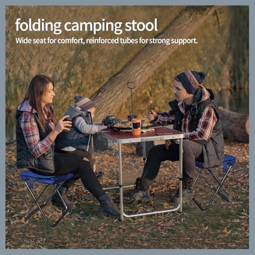 Camping Stool, Portable Folding Stool, Aluminum Ultralight Backpacking Stool Suitable for Outdoor Gardening and Beach Hiking Fishing (Blue, 13.5 High)