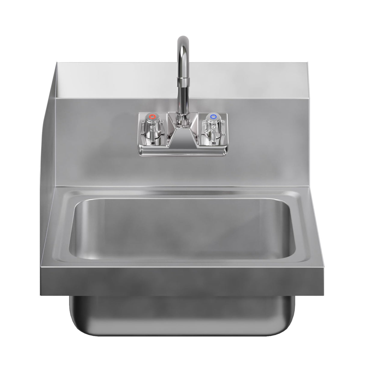 AmGood Stainless Steel Wall Mount Hand Sink with Faucet and Left Sidesplash 17" x 15" | NSF Commercial Hand Washing Basin For Restaurant, Kitchen and Home | Bowl Size: 10" x 14"