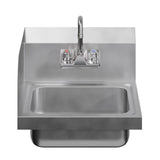 AmGood Stainless Steel Wall Mount Hand Sink with Faucet and Left Sidesplash 17" x 15" | NSF Commercial Hand Washing Basin For Restaurant, Kitchen and Home | Bowl Size: 10" x 14"