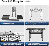 ALPHA CAMP Folding Camping Table, Portable Roll-up Outdoor Table with Adjustable Height, Large Storage Bag and Carrying Bag, Tall Aluminum Table for Indoor & Outdoor Picnic BBQ Backyards Beach