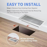4" x 12" Floor Register 2 Pack - Heavy Duty Steel Walkable Floor Vents - Easy Adjust Air Supply Lever - Vent Covers for Home (White)