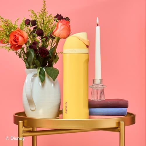 Disney Princess FreeSip Insulated Stainless Steel Water Bottle with Straw for Sports and Travel, BPA-Free Sports Water Bottle, 24 oz, Belle