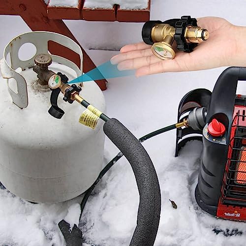 100 lb Propane Tank Adapter, Propane Gauge for 100 lb Propane Tank, Universal Fit Pol to Qcc1 Propane Tank Adapter Converts Pol to Qcc1 / Type 1 - Old to New Connection Type, Solid Brass (1PC)