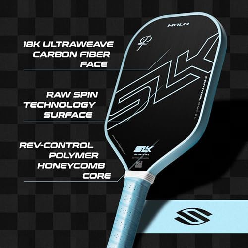 Selkirk Sport SLK Halo Raw Carbon Fiber Pickleball Paddle | Designed in The USA | Choose from The T700 Raw Carbon Fiber Power, The 18k Ultraweave Control, or The Kevlar Linkweave Thermoformed Pro