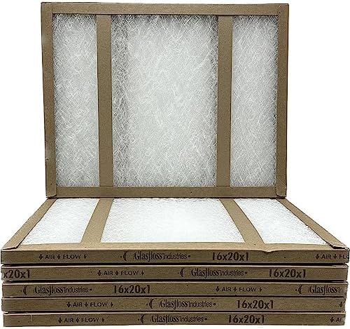 16x20x1 Glasfloss Fiberglass Air Filter, Double Strut, GDS Series, Made in USA, Actual Size: 15 5/8 x 19 5/8 x 3/4 (Box of 6)