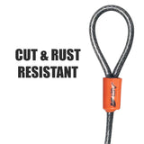 BV 2.5FT Bike Cable with Loops-5mm (3/16 Inch) Cut-Resistant Braided Steel Cable-Versatile & Weatherproof-Small Security Cable Lock, Security Chain for Padlock, Chain Lock, Wire Lock (Pair)