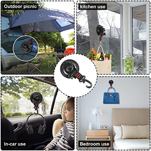 Vashly Heavy Duty Suction Cup 6 Pcs Strong Suction Cups with Hooks and 6 Pcs Tarp Clips Deavy Duty Lock Grip for Car Awning Boat Camping