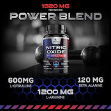 Extra Strength Nitric Oxide Supplement L Arginine 3X Strength - Citrulline Malate, AAKG, Beta Alanine - Premium Muscle Supporting Nitric Oxide Booster for Strength & Energy Supplements - 120 Capsules