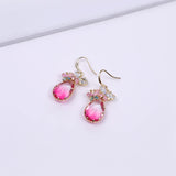 JA.S.JR Pink Crystal Teardrop Earrings CZ Butterfly Earrings Gold Dangle Earrings Jewelry Gift for Women