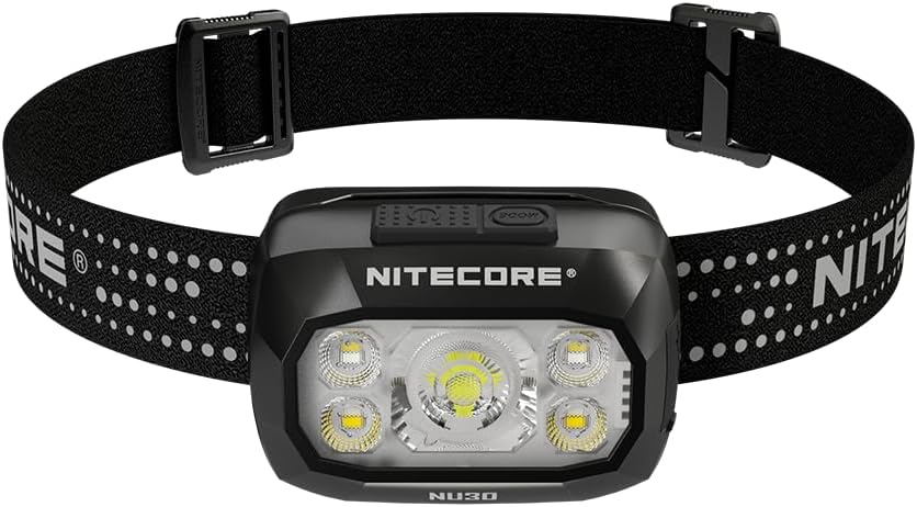 Nitecore NU30 500 Lumen LED Rechargeable Headlamp with White and Red Beams Sticker