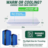 Travel & Camping Cooling Memory Foam Pillow for Backpacking &Airplanes &Beach, Medium Firm Small Camp Bed Pillow for Car Sleeping,Toddler, Breathable Washable Cover, Neck Support Portable Compressible