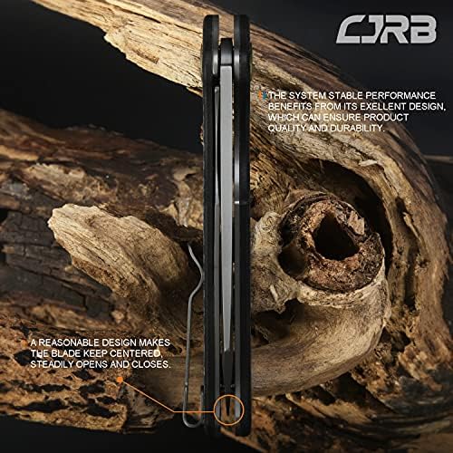 CJRB Crag Folding Pocket Knife, 3.43" AR-RPM9 Steel Blade Carbon Fiber Handle EDC Knife with Pocket Clip for Men Women Camping Survival Hiking, Grey (J1904)