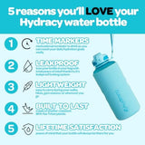 Hydracy Water Bottle with Time Marker -Large BPA Free Water Bottle & No Sweat Sleeve -Leak Proof Gym Bottle with Fruit Infuser Strainer & Times to Drink -Ideal for Fitness Sports & Outdoors