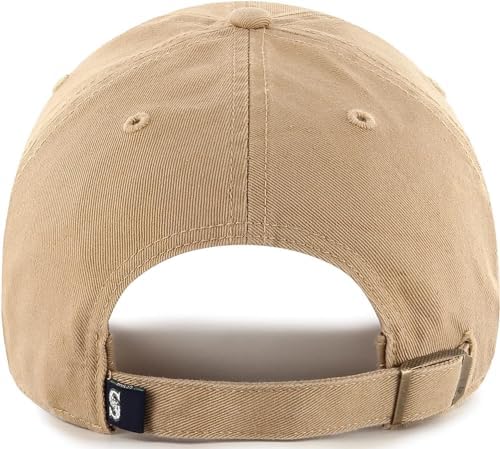 47 Brand MLB Khaki Primary Logo Clean Up Adjustable Strap Baseball Dad Hat Cap, Adult One Size Fits All