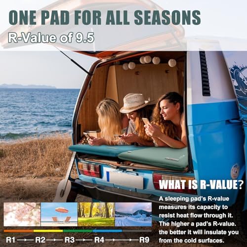 Self Inflating Sleeping Pad with Electric Pump, 3.14" Ultra-Thick Memory Foam Sleeping Mats for Camping,Easy Inflate&Deflate,9.5 R-Value Insulated Camping Mattress Pad with Pillow for Car Travel Tent