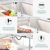 Single Hole Kitchen Faucets with Pull Down Sprayer in Chrome, Single Handle, High Flow Water, Pull Out Tap, Stainless Steel Sink Faucet, Suitable for Farmhouse Camper Laundry Rv Bar
