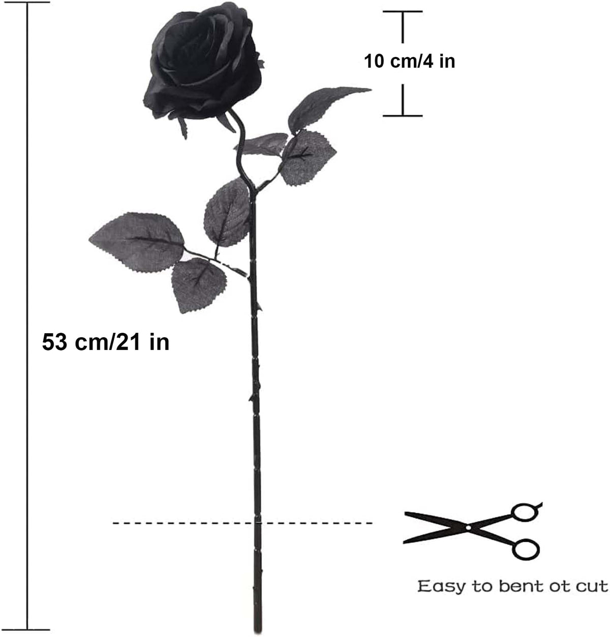 Laelfe Halloween Black Roses Artificial Flowers, 12 PCS Fake Silk Flower Long Stem Artificial Rose for Home Wedding Party Decorations(Black Halloween)