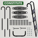 Eurmax USA Universal Easy-to-Assemble Trampoline Ladder, 3 Steps with Wide Steps, Storage Bag, 220 lbs Capacity Trampoline Accessories for Children Kids, Black