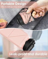 Collapsible Water Bottles, 4 Pack BPA-Free Silicone Foldable Water Bottle Cup with Straw Strap, Leak-Proof Durable Lightweight Bottle for Gym Travel Camping Hiking Running Sport