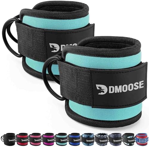 DMoose Fitness Ankle Straps for Cable Machines - One Size Fit with Premium Padding, Glute Kickback Ankle Strap for Women & Men, Cable Attachments for Gym, Booty Workouts, Leg Extension & Hip Abductors