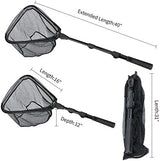 RESTCLOUD Fishing Landing Net with Telescoping Pole Handle, Fishing net Freshwater for Kids Men Women, Extend to 40-63 Inches
