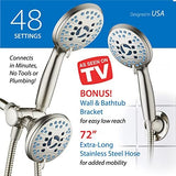 Hotel Spa AquaCare As-Seen-On-TV High Pressure 48-setting Rain & Handheld 3-way Shower Head Combo - Anti-clog Nozzles/Tub, Tile & Pet Power Wash/Extra Long 6 ft. Hose/All Chrome Finish