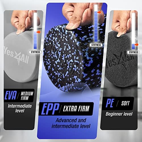 Yes4All High-Density Round Back Roller Foam, Exercise Foam Roller for Yoga, Pilates & Stretching - 12, 18, 24, 36 inch