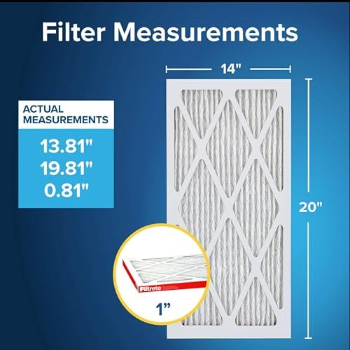 Filtrete 14x20x1 AC Furnace Air Filter, MERV 11, MPR 1000, Micro Allergen Defense, 3-Month Pleated 1-Inch Electrostatic Air Cleaning Filter, 2 Pack (Actual Size 13.781 x 19.781 x 0.84 in)