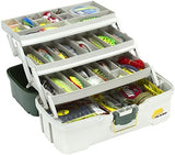 Plano 3-Tray Tackle Box with Dual Top Access, Dark Green Metallic/Off White, Premium Tackle Storage