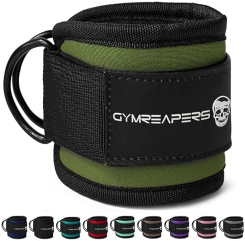 Gymreapers Ankle Straps (Pair) For Cable Machine Kickbacks, Glute Workouts, Lower Body Exercises - Adjustable Leg Straps with Neoprene Padding