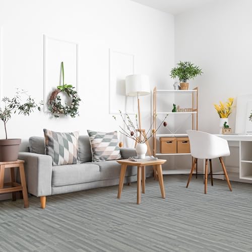 Sorbus 48Sq. Ft. Wood Grain Floor Tiles Foam Mat EVA Interlocking Mats Tile 3/8-Inch Thick Flooring Wood Puzzle Exercise Mats w/Borders - Home Playroom Basement, Apartment, Trade Show, Baby, Dance