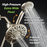 AquaDance for California - 7" Premium High Pressure 3-Way Rainfall Combo for Best of Both Worlds - Enjoy Luxury 6-Setting Rain Showerhead and Hand Held Shower Separately or Together - Nickel Finish