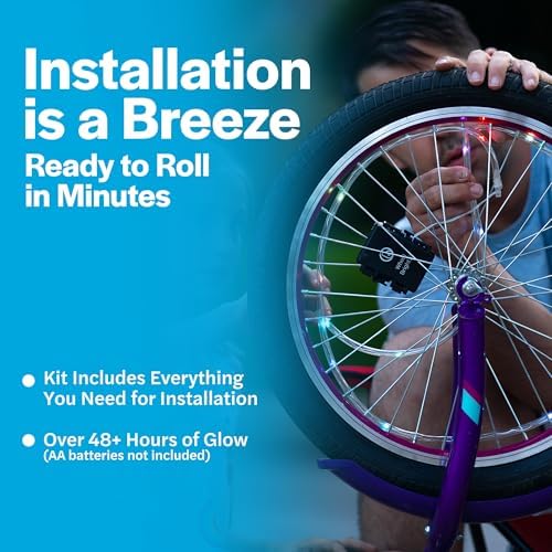 Brightz WheelBrightz LED Bike Wheel Lights - 2025 Edition with Superior Straps & LED-Weatherproof Shield! 14 Colors - Unmatched Durability, Visibility & 48+ Hours of Dazzling Illumination