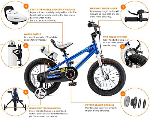 RoyalBaby Kids Bike EZ Freestyle Training Free Balance to Pedal Easy Learning Bicycle, 12-18 Inch for Toddlers to Big Kids