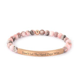 Inspirational Bracelets for Women,18K Gold Plated Christian Bible Verse Faith Jewelry, Religious Jesus Prayer Gift for Mom, Sister, Friend (DON'T LET THE HARD DAYS WIN-Pink Zebra Jasper-Rose Gold)
