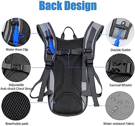 Zavothy Hydration Backpack with 2L Hydration Bladder Water Backpack for Hiking Hydration Pack for Running Cycling Hiking