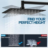 Shower Head,10 Inch High Pressure Rain Shower Head with Handheld Spray Combo, Adjustable Dual Rainfall Shower Head - Showerhead Comb Set with Extension Arm - 60 Inch Long Shower Hose（Black）