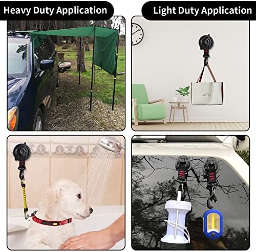 Vashly Heavy Duty Suction Cup 6 Pcs Strong Suction Cups with Hooks and 6 Pcs Tarp Clips Deavy Duty Lock Grip for Car Awning Boat Camping