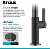 KRAUS Oletto High-Arc Single Handle Pull-Down Kitchen Sink Faucets in Spot Free Black Stainless Steel, Kitchen Faucets with Pull Down Sprayer, KPF-2820MBSFSB