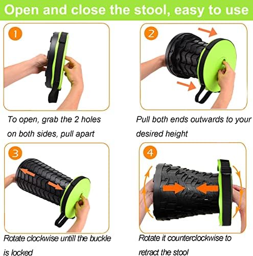 Fishboy Upgraded Collapsible Stool, 400lbs Max Weight, Lightweight But Sturdy, Portable Retractable Folding Telescoping Foldable Camping Stool for Adults Outdoor Fishing Hiking Gardening Travel BBQ